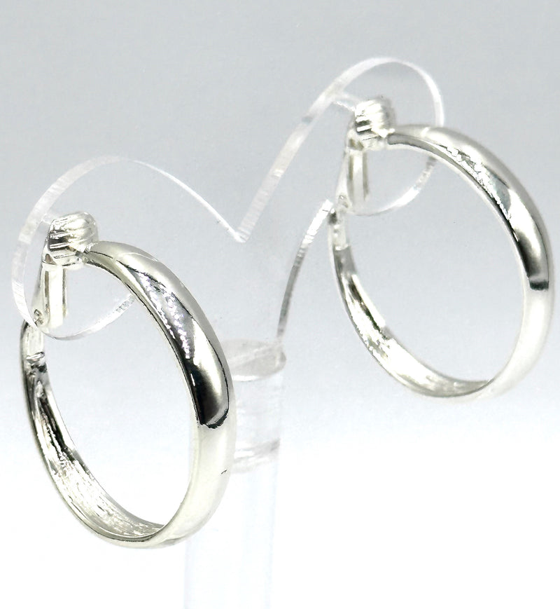 Clip on 2" large gold textured hoop earrings
