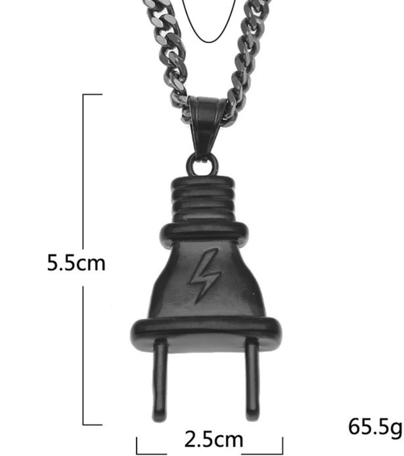 Stainless Steel gunmetal Plug 28" chain link necklace