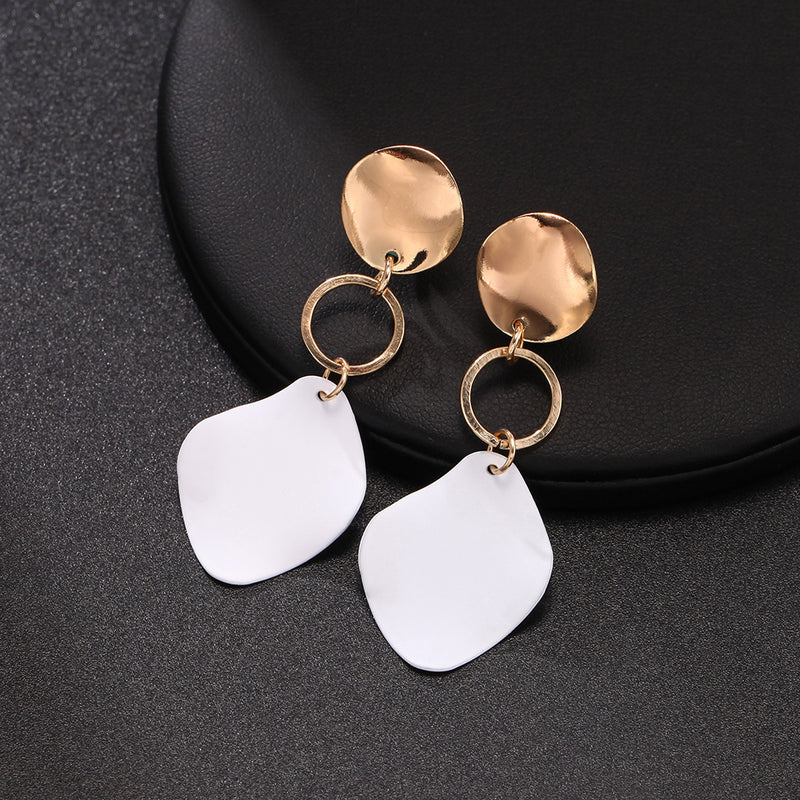 Clip on 1 1/2" gold dangle teardrop white pearl earrings