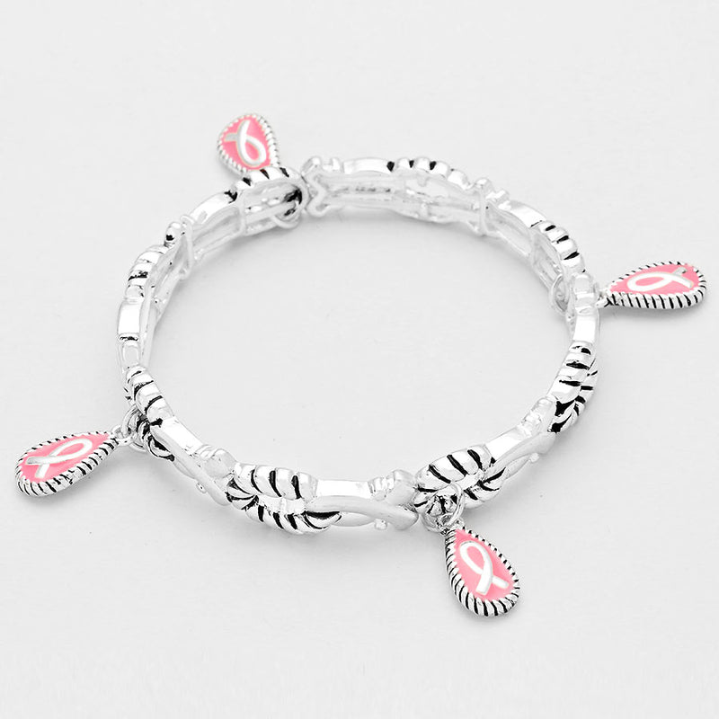 Silver Mom and Daughter twisted bangle charm bracelet