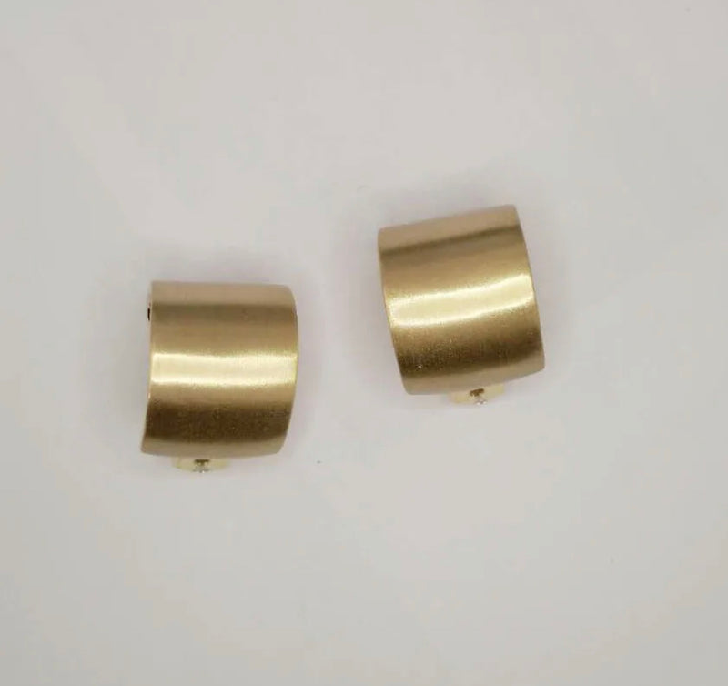 Clip on 1" matte silver or gold half inch wide hoop earrings