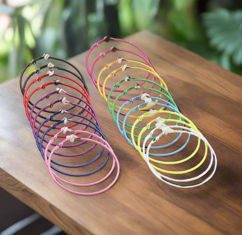 Trendy 2 1/2" clip on red thin wire hoop earrings