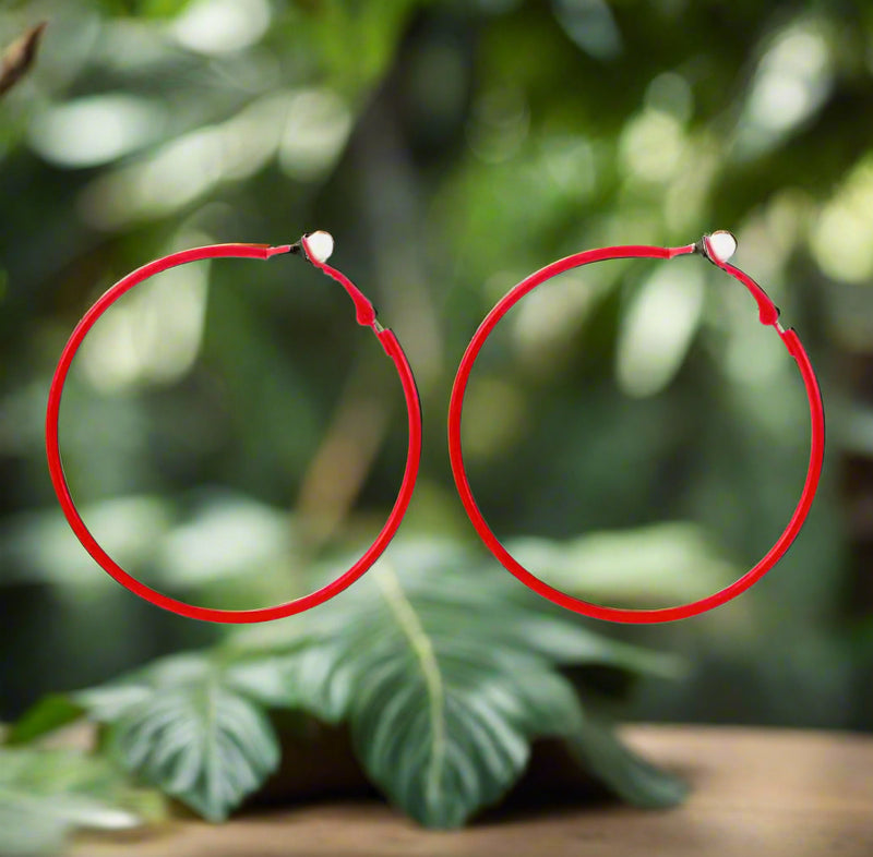 Clip on 2 1/2" round gold top earrings with dangle turquoise woven hoop