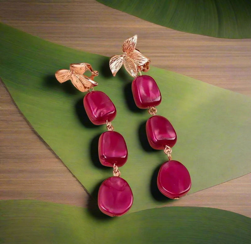 Clip on 3/4" small gold textured square scoop style earrings