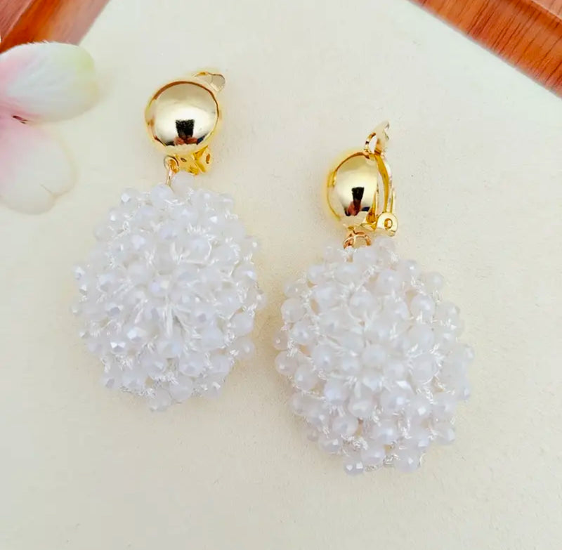 Clip on 3/4" small gold textured square scoop style earrings