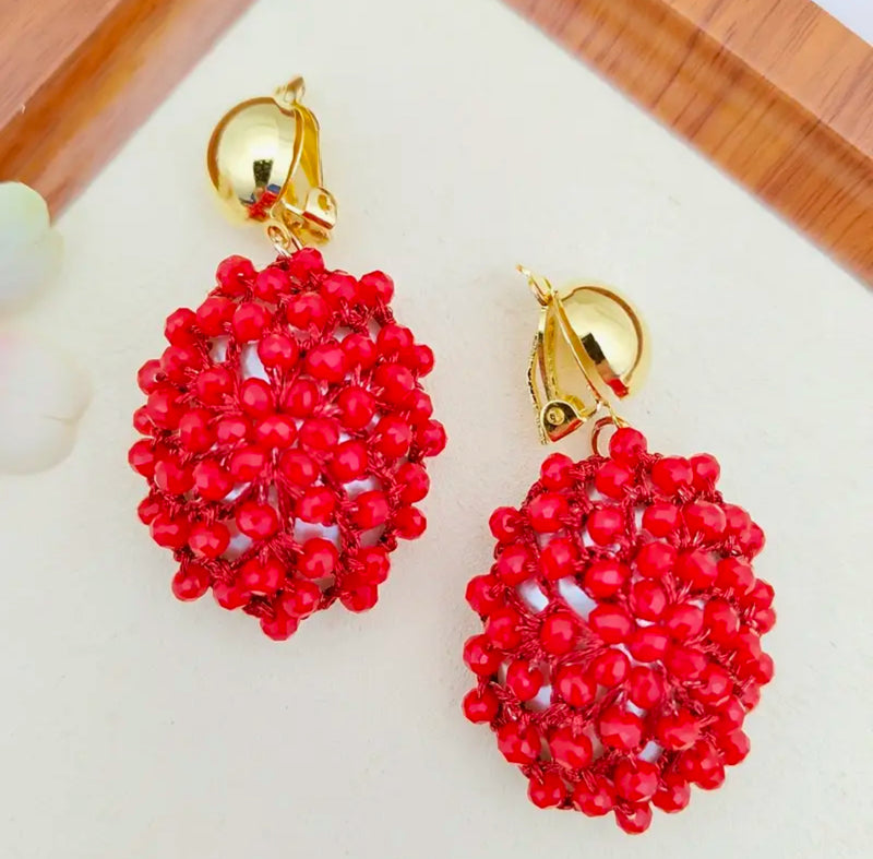 Clip on 3/4" small gold textured square scoop style earrings