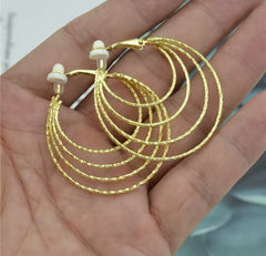 Clip on gold and red woven button style earrings