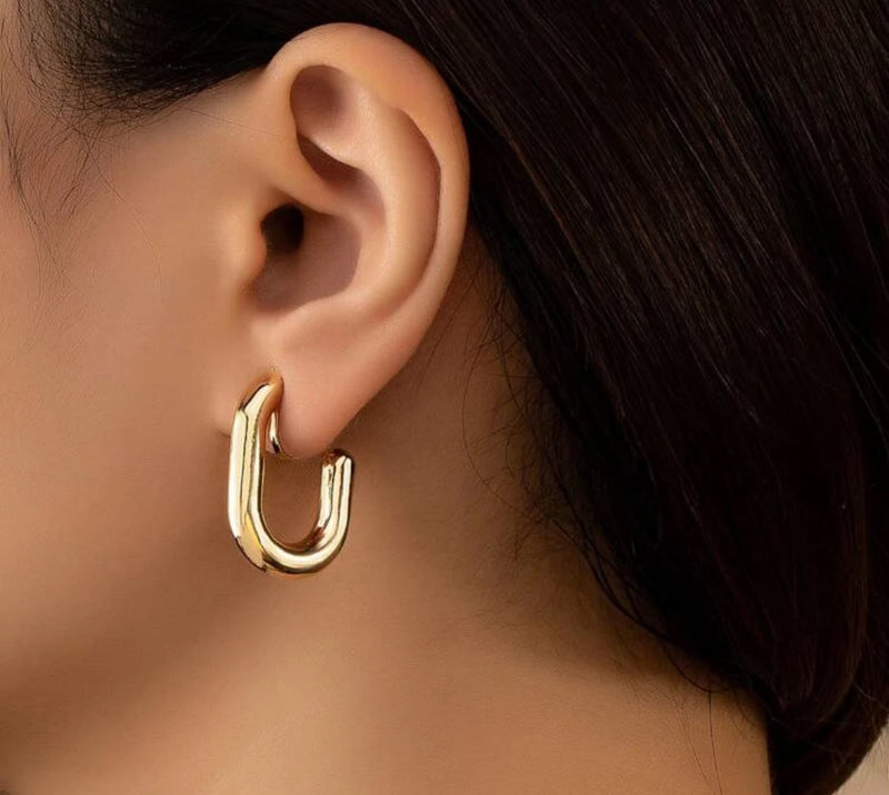 Clip on 1" gold tube style U shaped open back earrings