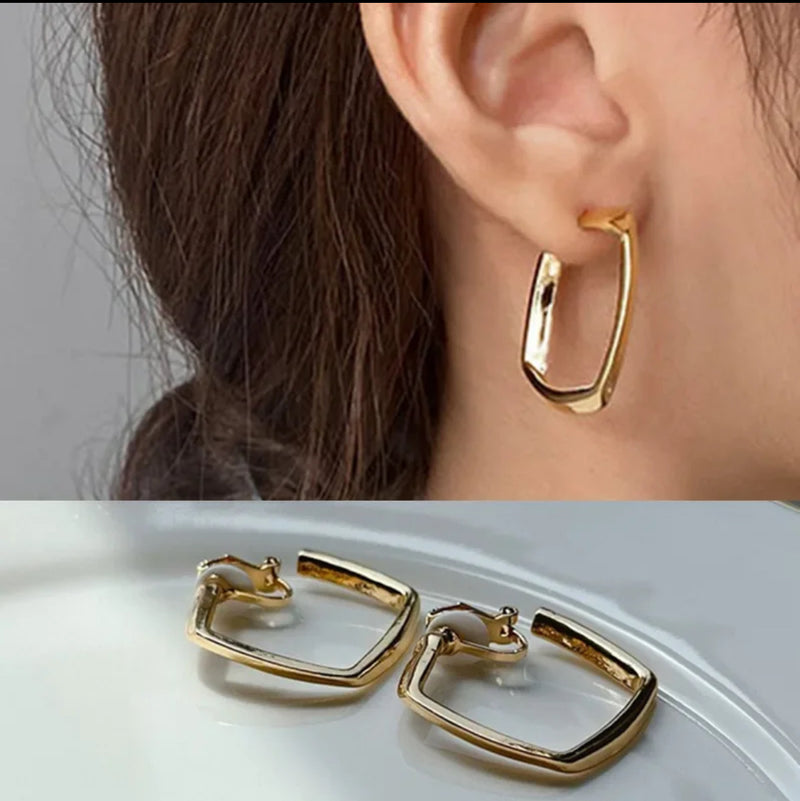 Clip on 1" gold or silver open back square earrings