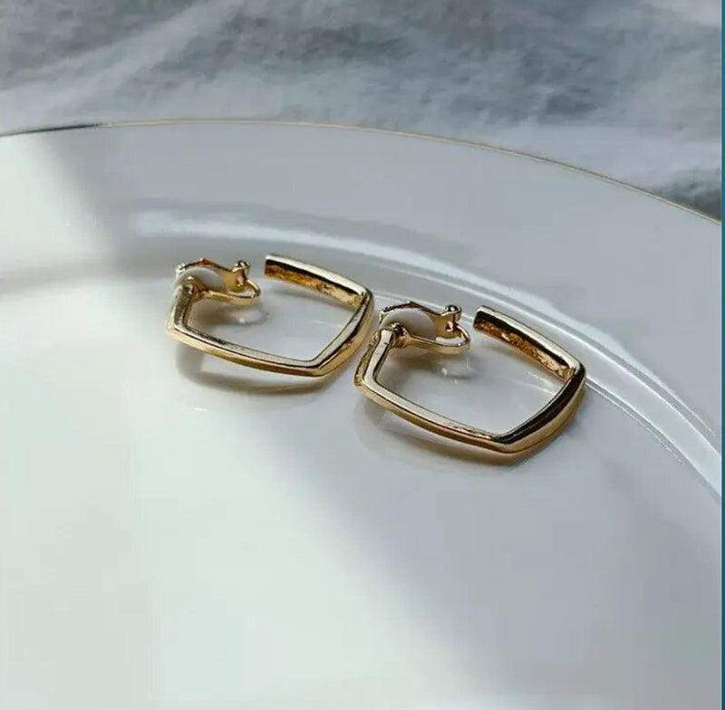 Clip on 1" gold or silver open back square earrings