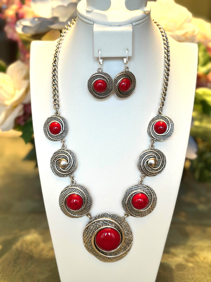 Clip on gold and pink multi colored five strand pearl beaded necklace set