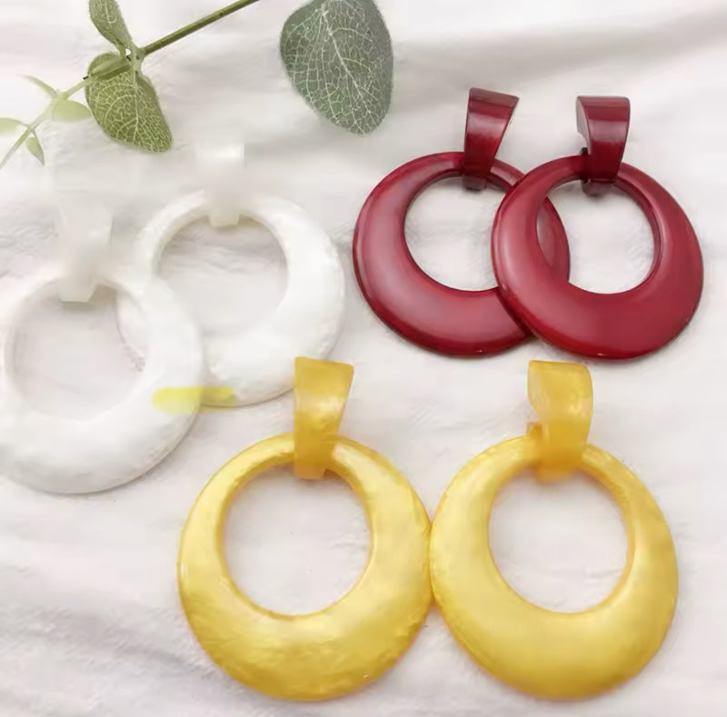 Classy 3" Xlarge clip on dangle gold and yellow hoop earrings