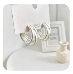 Clip on 1 1/2" matte silver or gold cutout three side open back hoop earrings