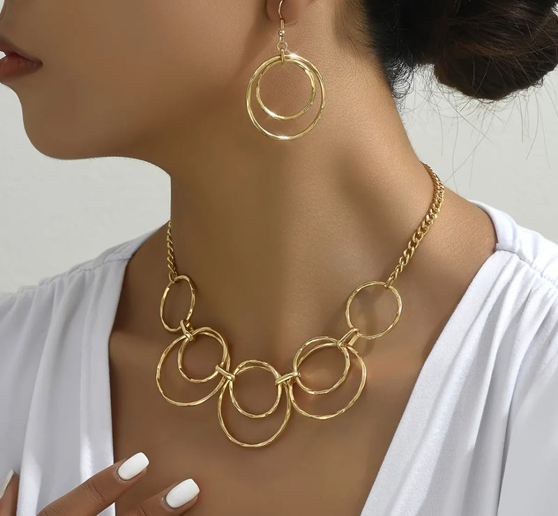 Clip on gold and pink multi colored five strand pearl beaded necklace set