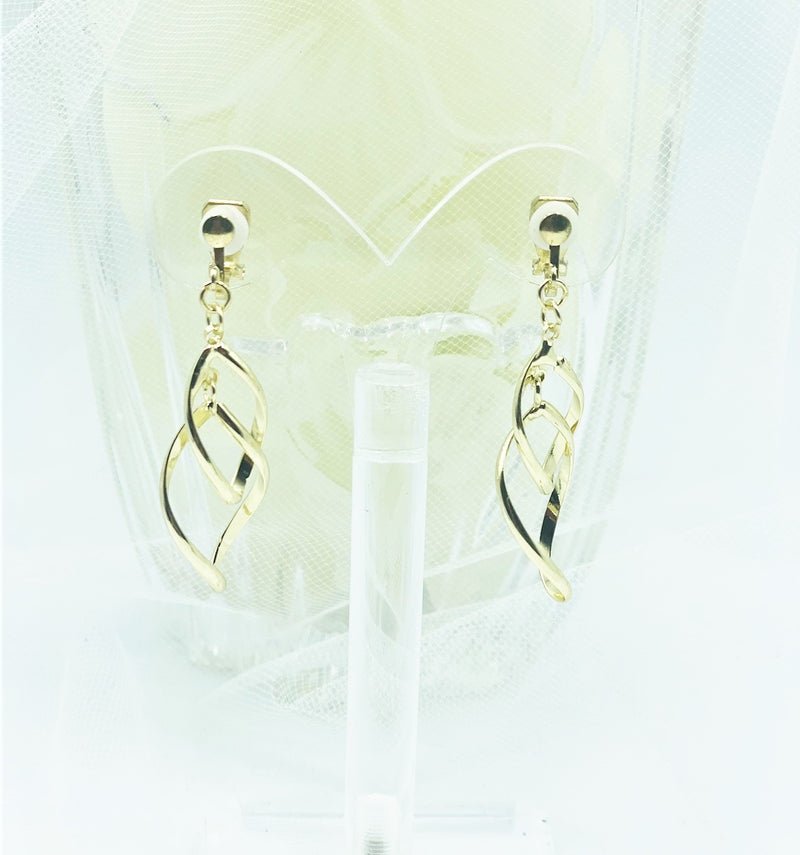 Sterling Silver 2" pierced gold and clear stone hoop earrings with dangle cross