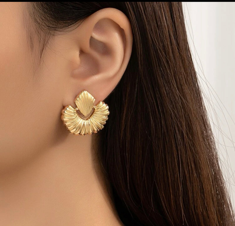 Clip on 2 1/4" gold stick white pearl teardrop dangle earrings
