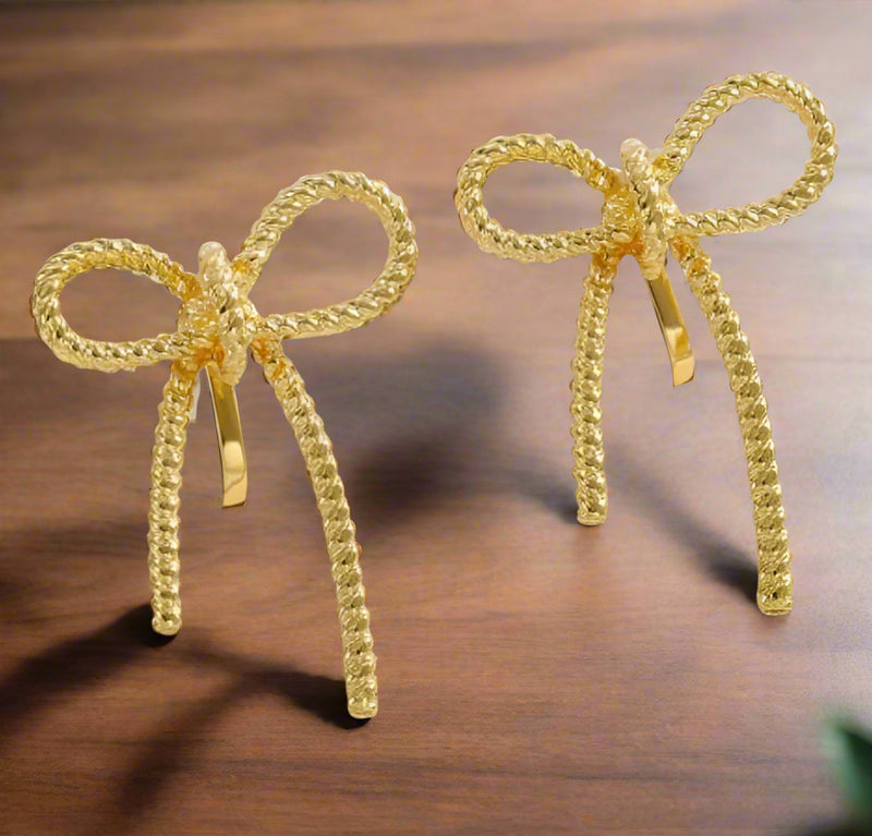 Clip on 3/4" small gold textured square scoop style earrings