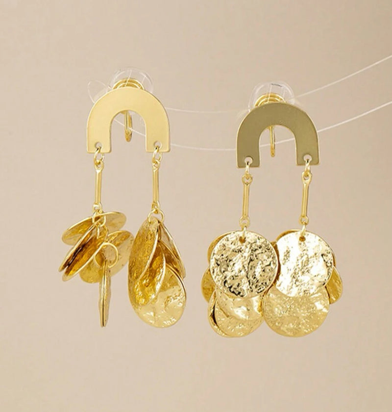 Clip on 2" comfort fit coil hammered layered circle earrings