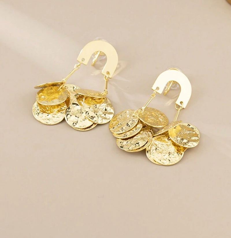 Clip on 2" comfort fit coil hammered layered circle earrings