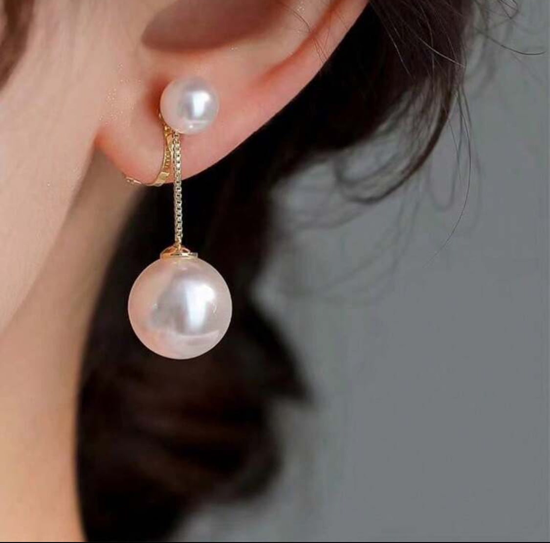 The Clip On Shop Gold Plated Clip-On Earrings With Textured Pearl Dangles - Non-Pierced