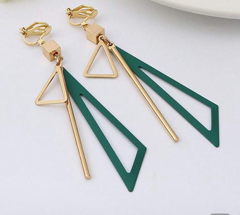 Clip on silver, blue and shimmer odd shaped bead necklace and earring set