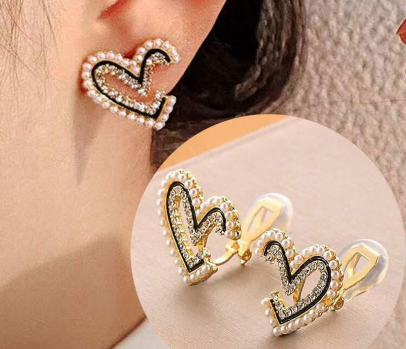 Clip on silver, blue and shimmer odd shaped bead necklace and earring set