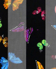 Black striped 60X13 long polyester multi colored butterfly scarf