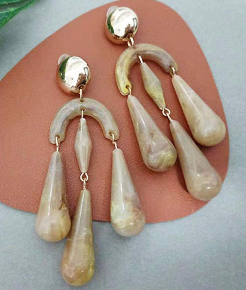 Clip on 1 1/2" gold, white pearl earrings with clear stone edges