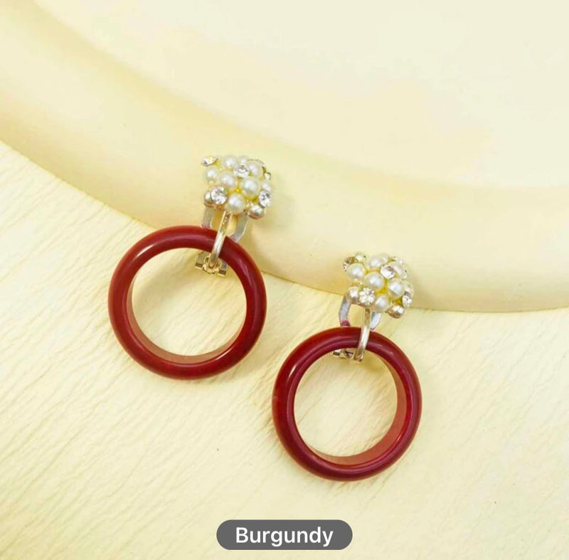 Trendy 1 1/4" clip on shiny gold hoop earring