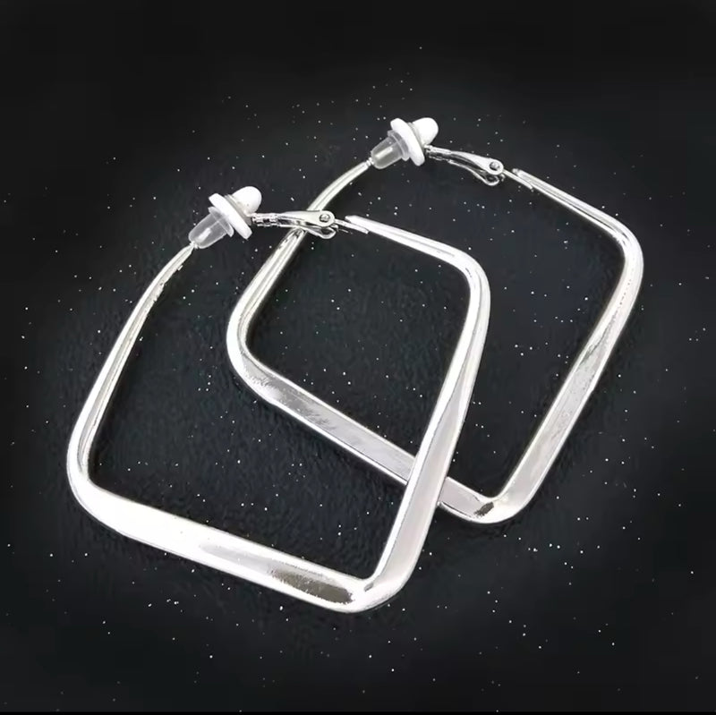 Trendy 1 1/4" clip on shiny gold hoop earring