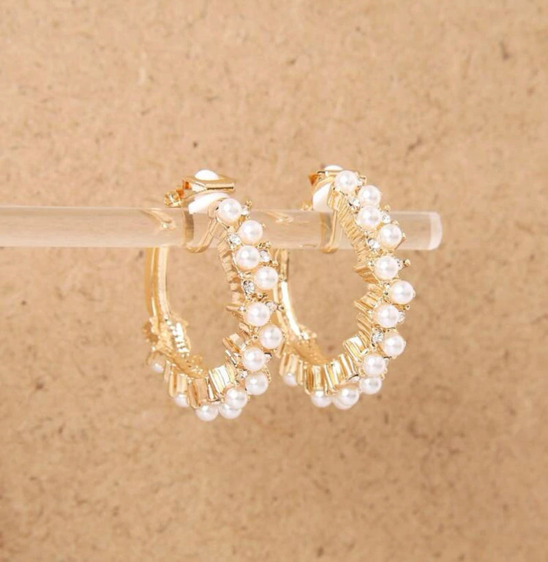 Clip on 1 3/4" gold dangle multi colored candy cane hoop earrings