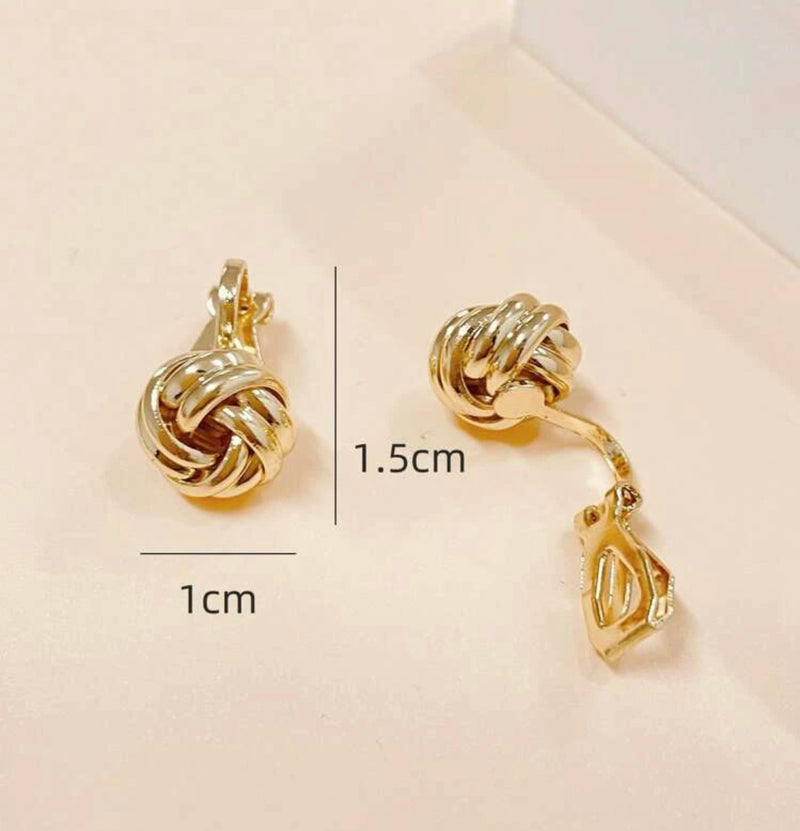 Clip on 3/4" small knot button style earrings