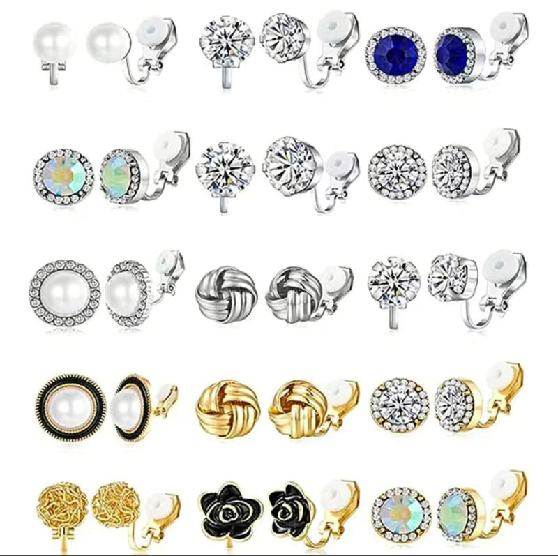 1 Pair-Clip on 1/2" to 1" small earrings in a variety of colors & designs