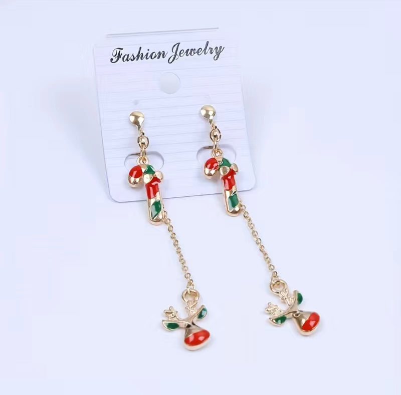 Clip on 1" gold and red bead shell earrings with clear stones