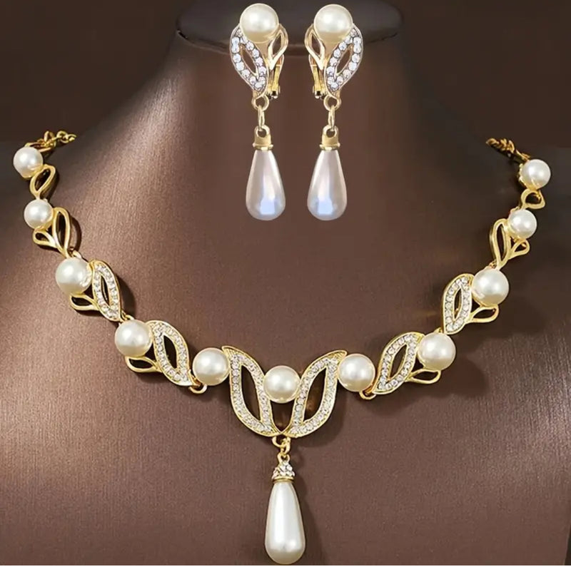 Pierced 2" gold wire and small pearl twisted hoop earrings