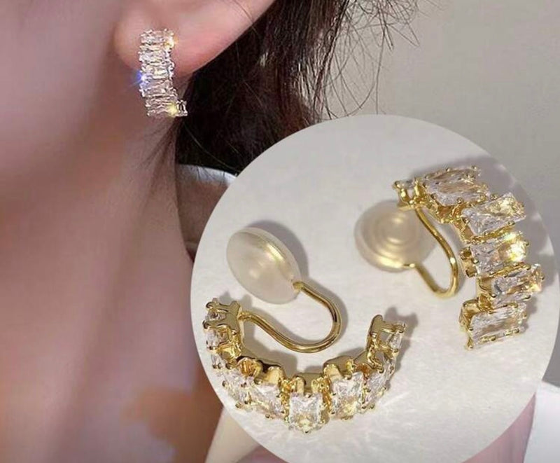 Clip on 3/4" small silver textured round scoop style earrings