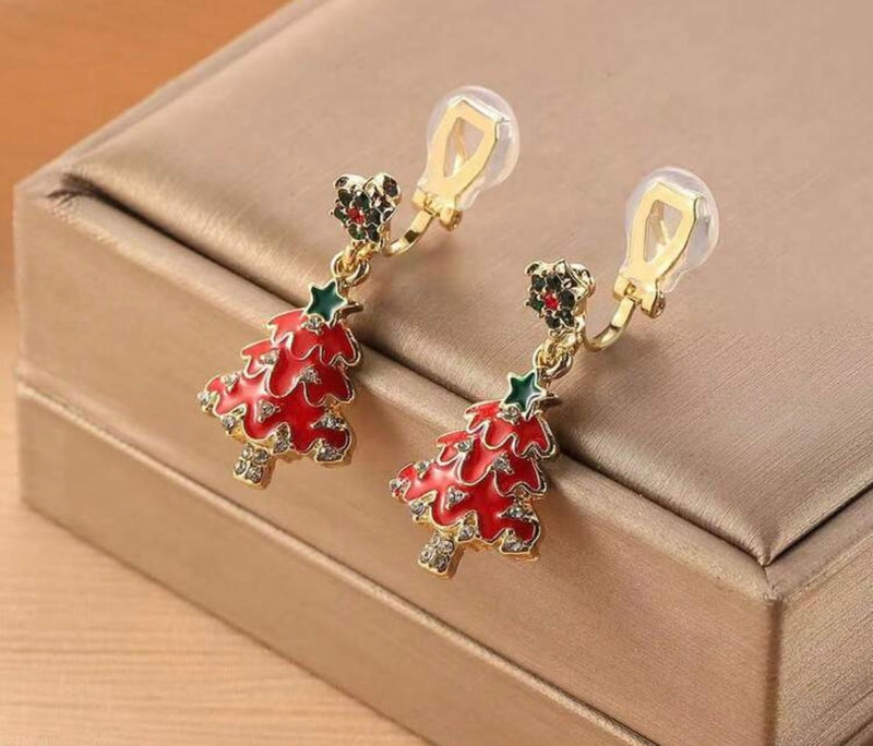 Clip on 3 1/4" xlong copper comfort fit coil dangle brown string earrings