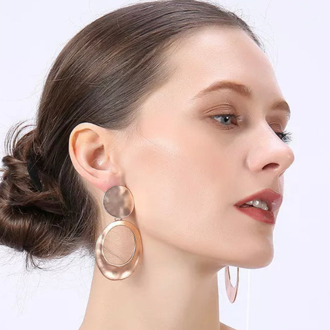 Clip on 3" Xlarge matte gold, silver, rose flat hammered hoop earrings