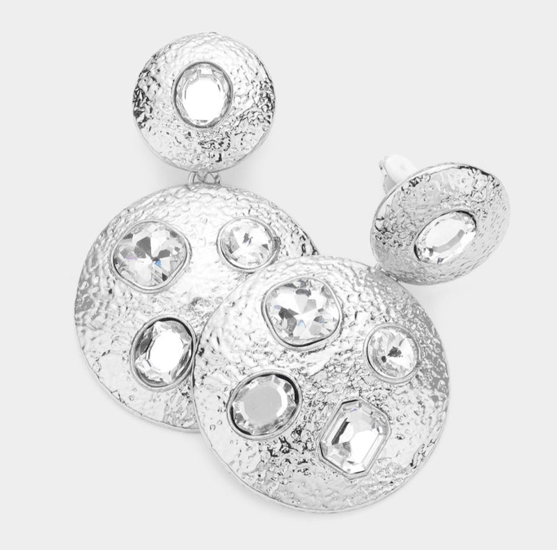 Clip on 3/4" small silver loose woven button style earrings