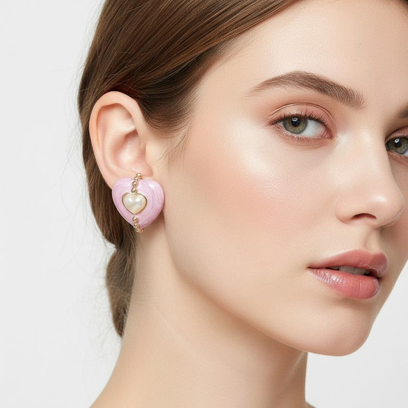 Clip on gold, pearl and clear stone dangle pearl necklace set