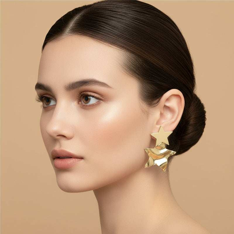 Clip on gold, pearl and clear stone dangle pearl necklace set