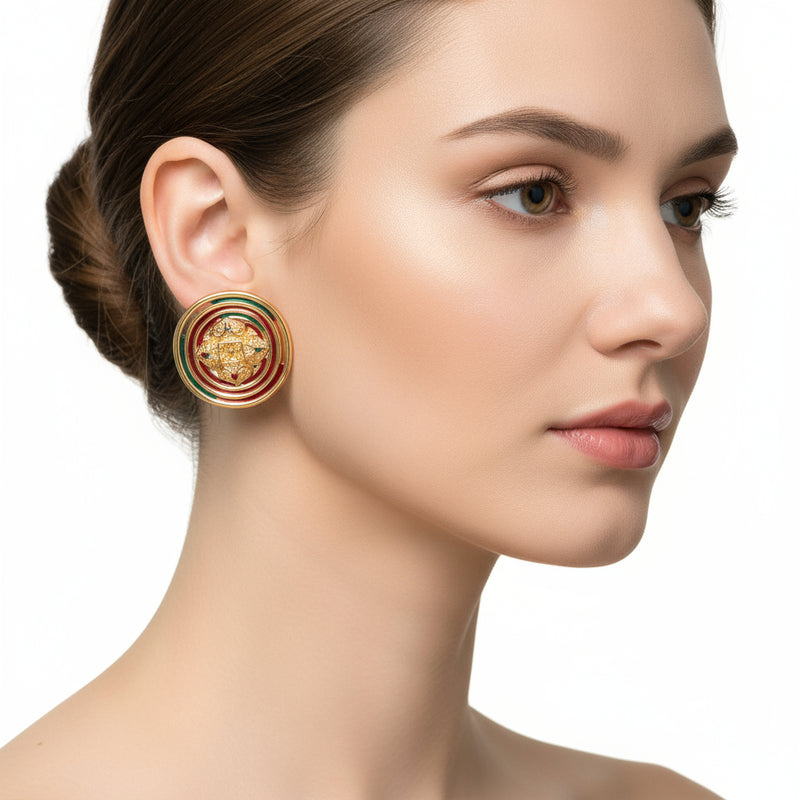 Clip on gold, pearl and clear stone dangle pearl necklace set