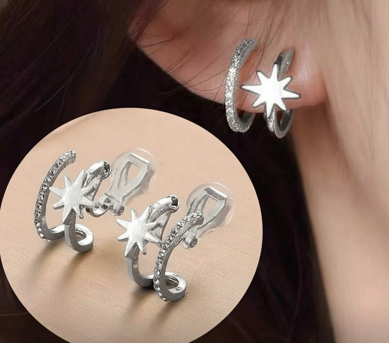 Clip on 2 1/2" round gold top earrings with dangle turquoise woven hoop