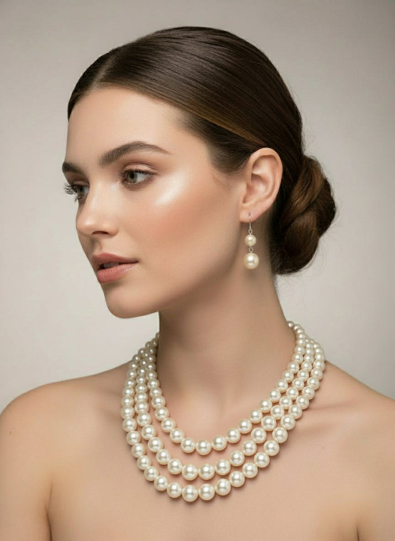 Pierced 2" gold wire and small pearl twisted hoop earrings