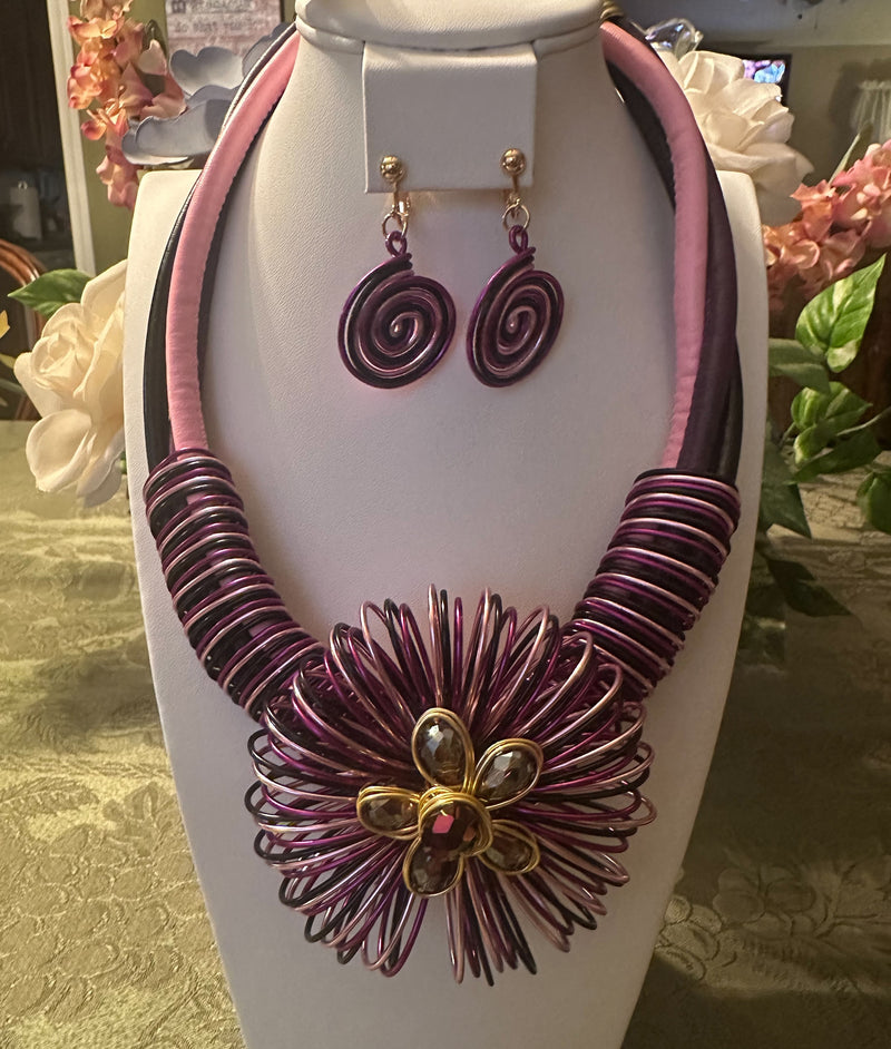 Clip on 2 1/2" round gold top earrings with dangle turquoise woven hoop