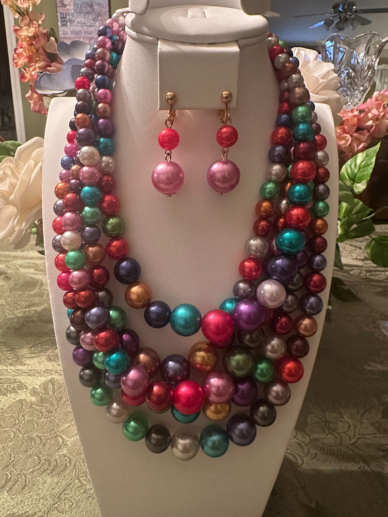 Clip on 2 1/2" round gold top earrings with dangle turquoise woven hoop