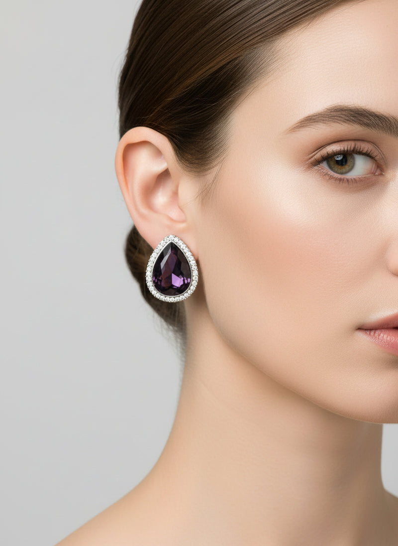 Clip on 2 3/4" long silver multi colored bead earrings with dangle circles