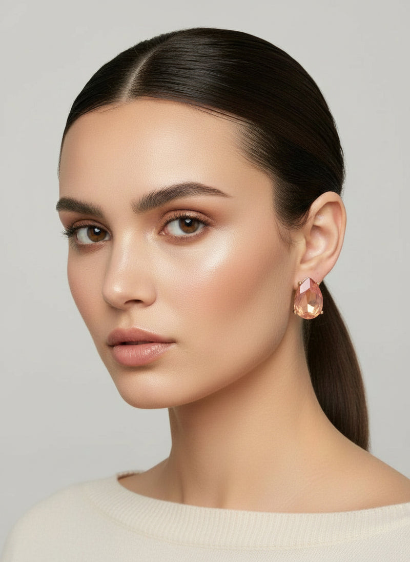 Clip on 2 3/4" long silver multi colored bead earrings with dangle circles