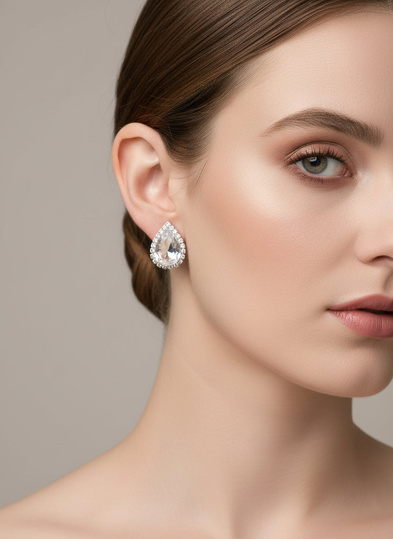 Clip on 2 3/4" long silver multi colored bead earrings with dangle circles