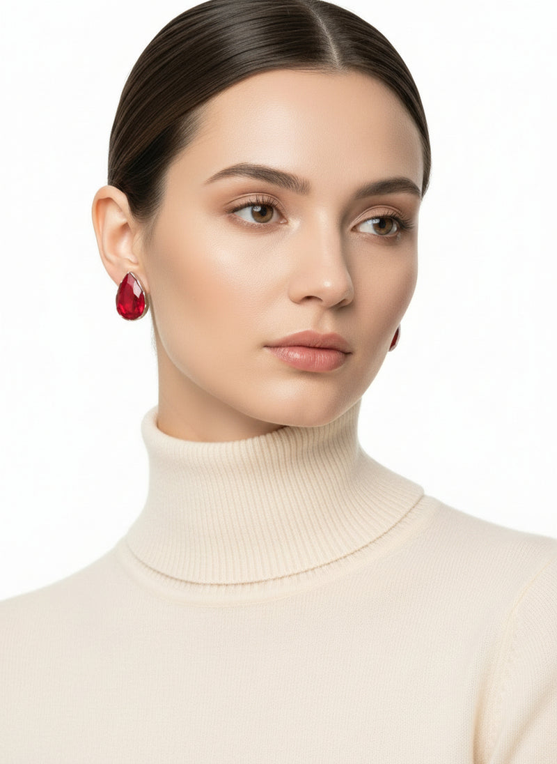 Clip on 2 3/4" long silver multi colored bead earrings with dangle circles